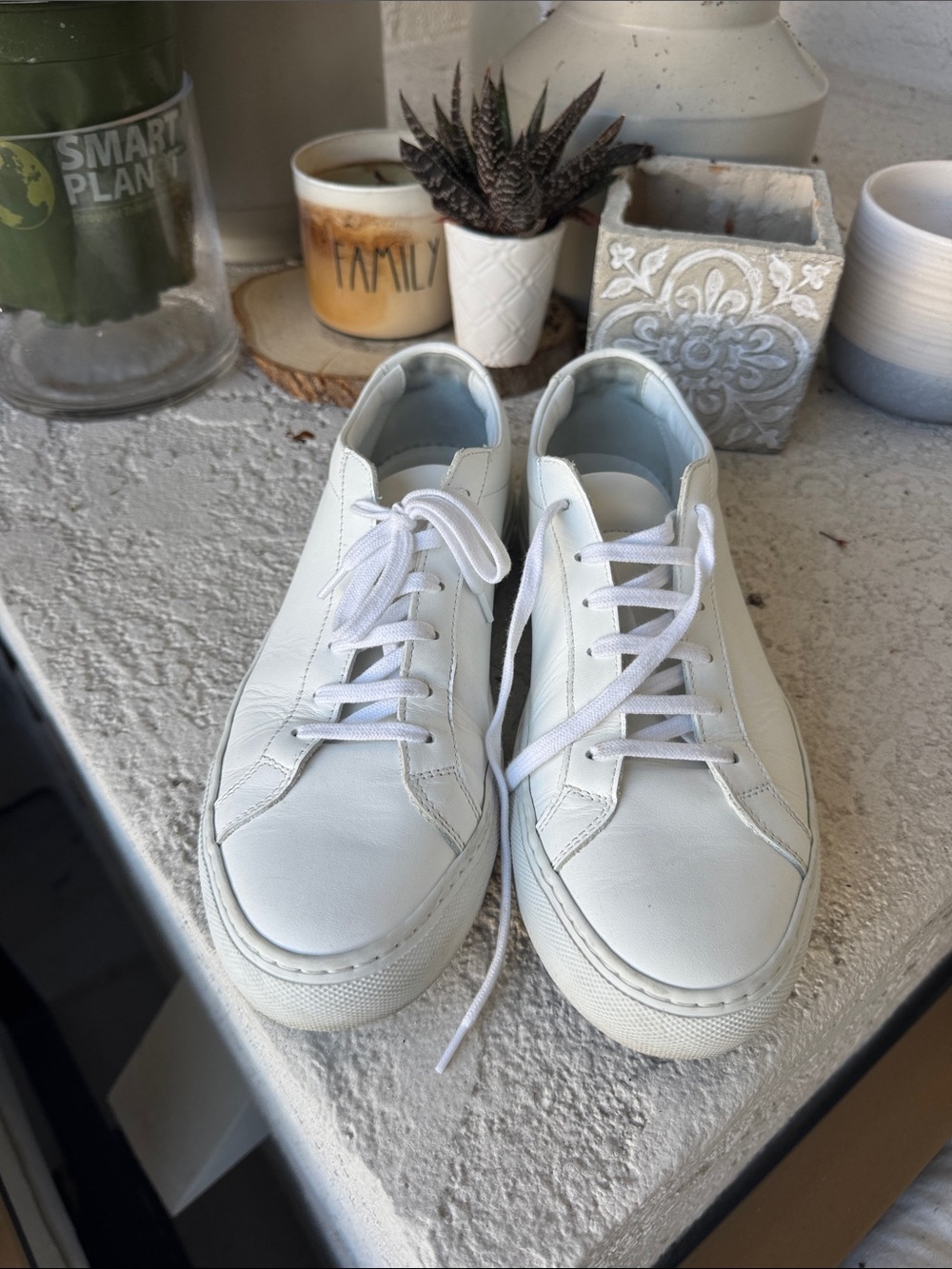 Common Projects White Tournament Low Super Leather Sneakers SZ 10-10.5 /41 - Picture 3 of 8
